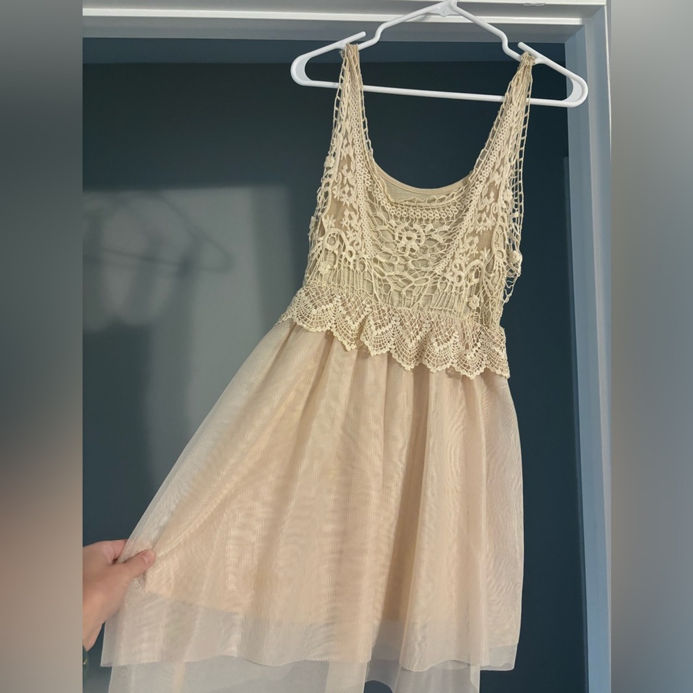 Cream mini lace dress, size small